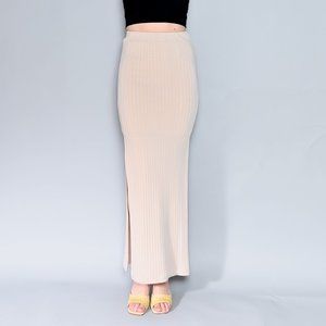 643. ESSE Studios Cream Ribbed Maxi Skirt Sz 2